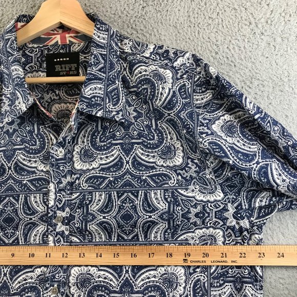 Rolling Stones Riff Stars Mens XL Shirt Button Front 100% Cotton All Over Print - Picture 7 of 11
